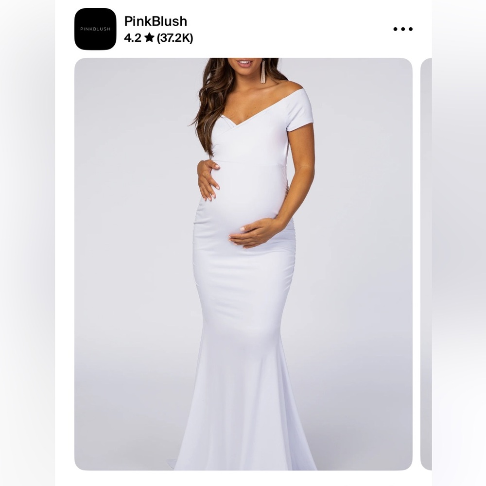 Pinkblush White Off Shoulder Short Sleeve Gown